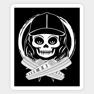 Gongoozler Skull and Crossed Narrowboats White Logo Magnet